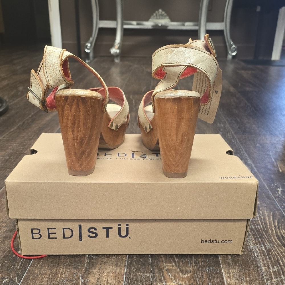 BED|STU Women's Tan Leather Platform Sandals - Picture 3 of 6